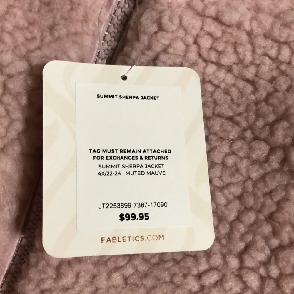 NWT Fabletics Sherpa Jacket 4X Muted Mauve - Picture 3 of 5